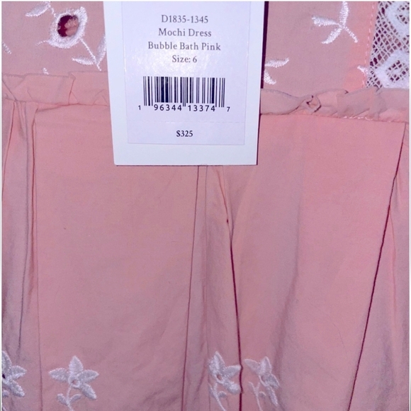 LoveShackFancy Mochi Mini Dress Pink Size 6 Eyelet Sleeveless Pleated Boho NWT - Picture 6 of 12